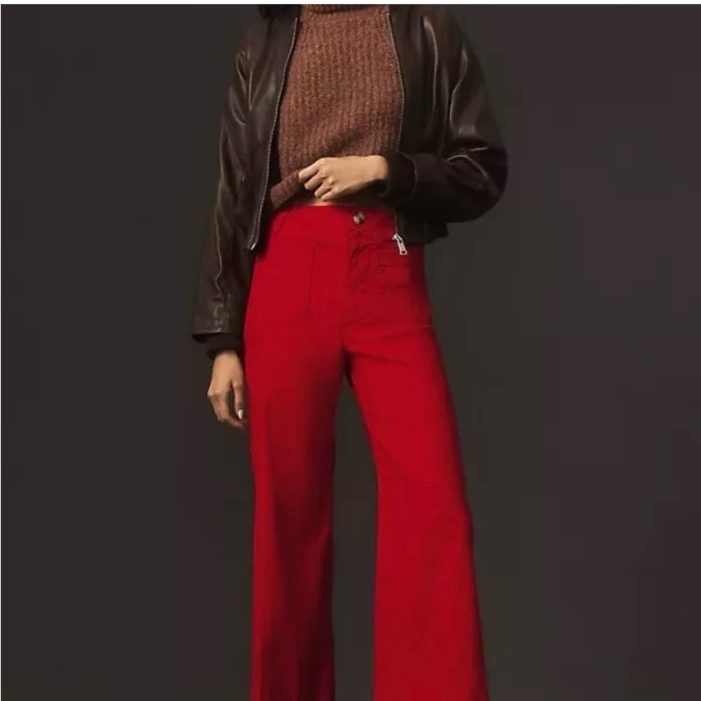 Maeve Anthropologie “The Colette Cropped Wide Leg Pants: Linen Edition